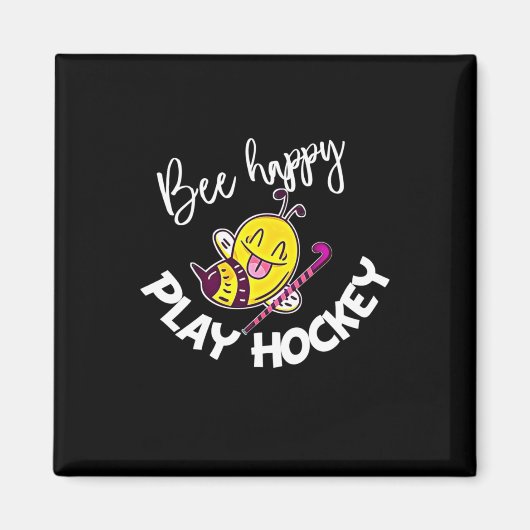 養蜂家ギフト | Bee Happy 遊 Hockey マグネット (正面)
