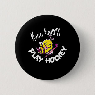 養蜂家ギフト   Bee Happy 遊 Hockey 缶バッジ