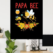 養蜂家ギフト | Papa Bee Flowers ポスター (ホームオフィス)
