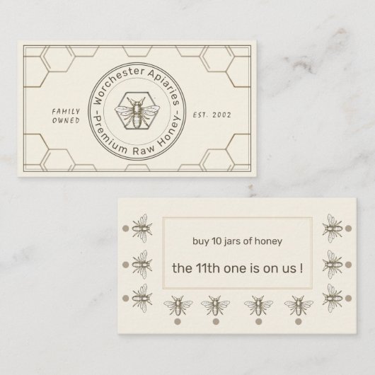 養蜂家ハニーカスタマーロイヤリティカードアイボリー ロイヤリティカード (正面/裏面)