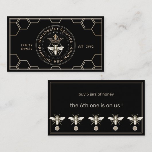 養蜂家ハニーカスタマーロイヤリティカードパンチブラック ロイヤリティカード (正面/裏面)