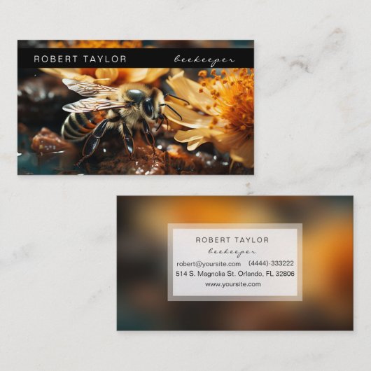 養蜂家ハニーセラービーリングや輪農家カード 名刺 (正面/裏面)