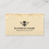 養蜂家ハニービー養蜂所モダン金ゴールドドリップスファーム 名刺 (正面)