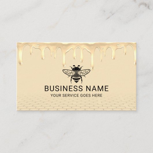 養蜂家ハニービー養蜂所モダン金ゴールドドリップスファーム 名刺 (正面)