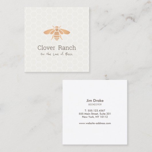 養蜂家ハネビーのロゴハニカム スクエア名刺 (正面/裏面)