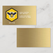 養蜂家ビー及びハニカムホワイト金ゴールド 名刺 (正面/裏面)