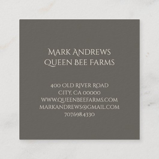 養蜂家ファーム養蜂場とクラウンハニーロゴ スクエア名刺 (裏面)