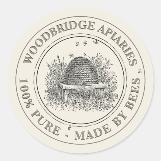 養蜂家ヴィンテージスキップハニー製品アイボリーラベル ラウンドシール (正面)