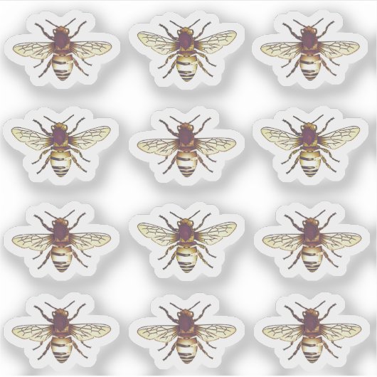 養蜂家ヴィンテージ金ゴールドミツバチ防水ラベル シール (正面)