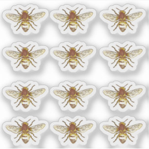 養蜂家ヴィンテージ金ゴールドミツバチ防水ラベル シール