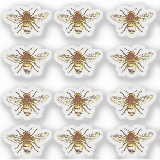 養蜂家ヴィンテージ金ゴールドミツバチ防水ラベル シール (正面)