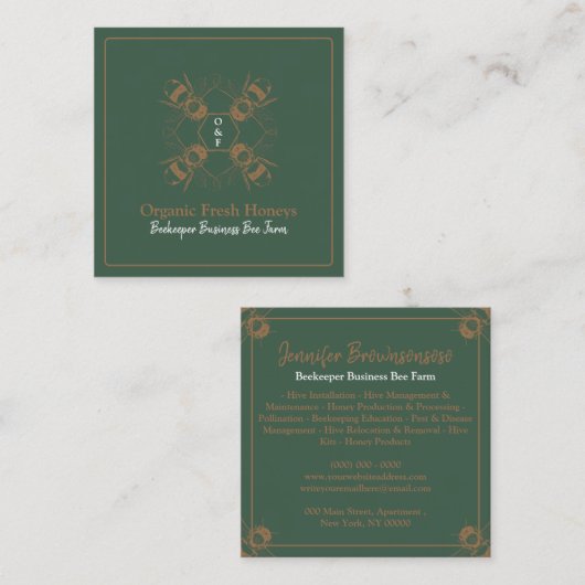 養蜂家蜂グリーンハニカムファーム養蜂場 スクエア名刺 (正面/裏面)