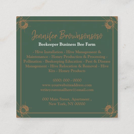 養蜂家蜂グリーンハニカムファーム養蜂場 スクエア名刺 (裏面)