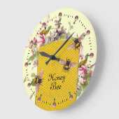 養蜂家蜂蜜とピンクシクラメン ラージ壁時計 (傾斜)