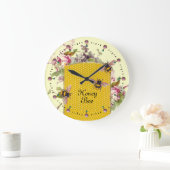 養蜂家蜂蜜とピンクシクラメン ラージ壁時計 (ホーム)