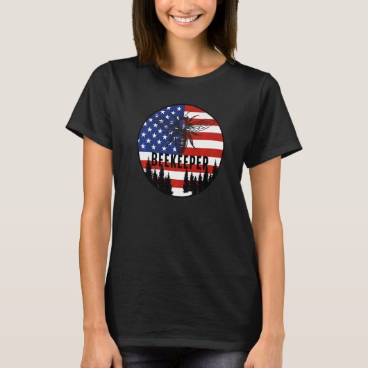 養蜂家 アメリカ国旗 養蜂家ギフト 高品質 Tシャツ (正面)