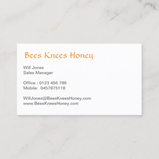 養蜂家,蜂蜜の販売 – 名刺 (裏面)