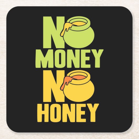 養蜂家No Money蜂蜜 スクエアペーパーコースター (正面)