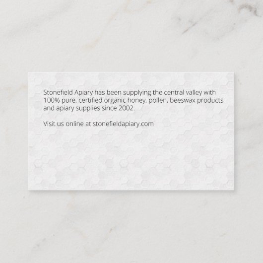 養蜂施設名ホワイトハニカム 名刺 (裏面)