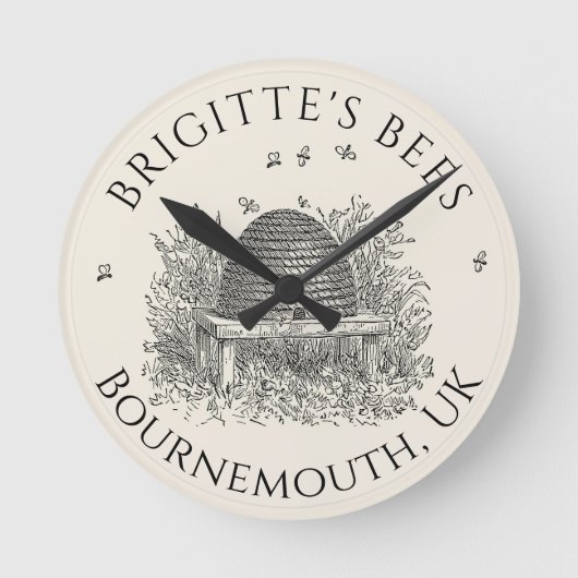 養蜂業者時計(アイボリーSkep) ラウンド壁時計 (正面)