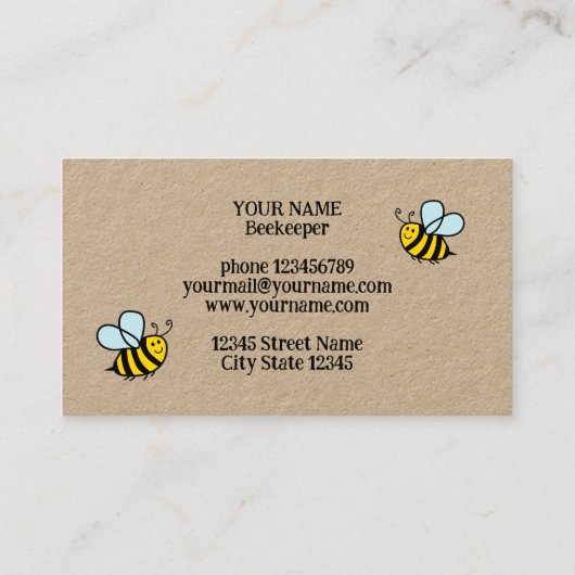 養蜂用の養蜂ビジネスカードテンプレート 名刺 (裏面)