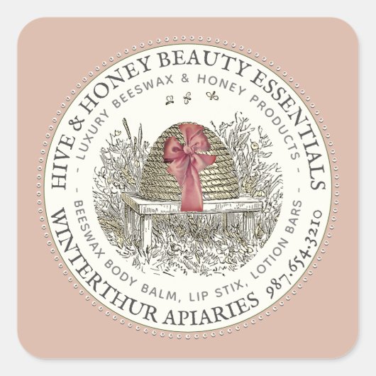 養蜂雑品贈呈ラベル スクエアシール (正面)