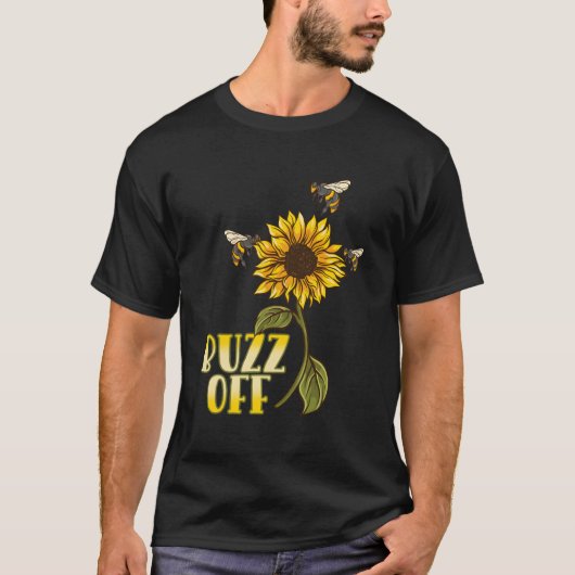 養蜂 – Bee Buzz Off Sunflower - Apiar Tシャツ (正面)
