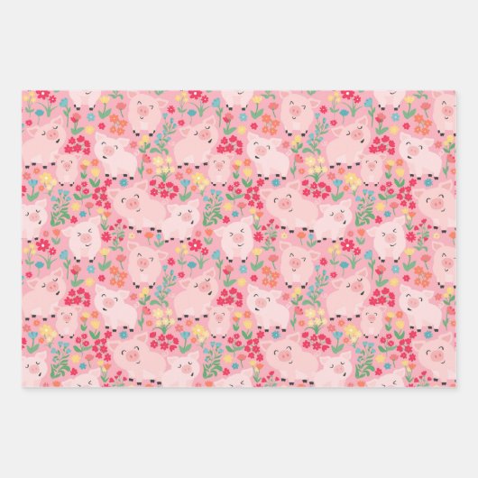 養豚動物フローラ素朴誕生会 ラッピングペーパーシート (正面)