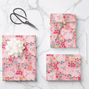 養豚動物フローラ素朴誕生会 ラッピングペーパーシート