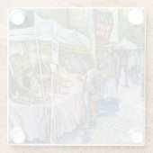 養豚場飛んでいるの角とワイン。 ガラスコースター (裏面)