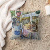 養豚場飛んでいるの角とワイン。 クッション (ブランケット)