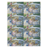 養豚場飛んでいるの角とワイン。 テーブルクロス (正面)