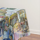 養豚場飛んでいるの角とワイン。 テーブルクロス (インサイチュ)