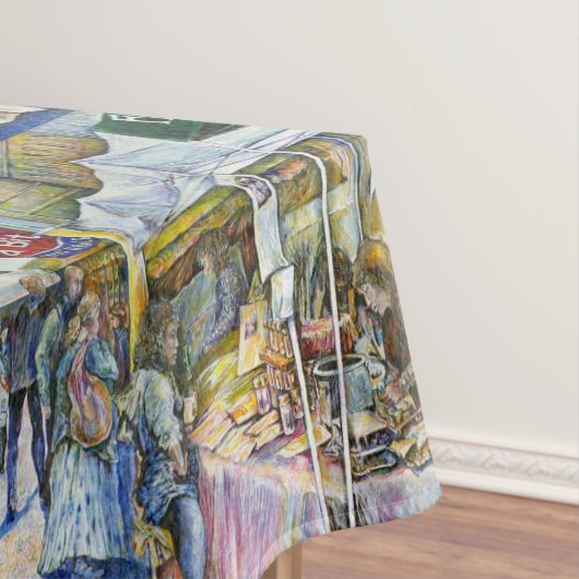 養豚場飛んでいるの角とワイン。 テーブルクロス (インサイチュ)