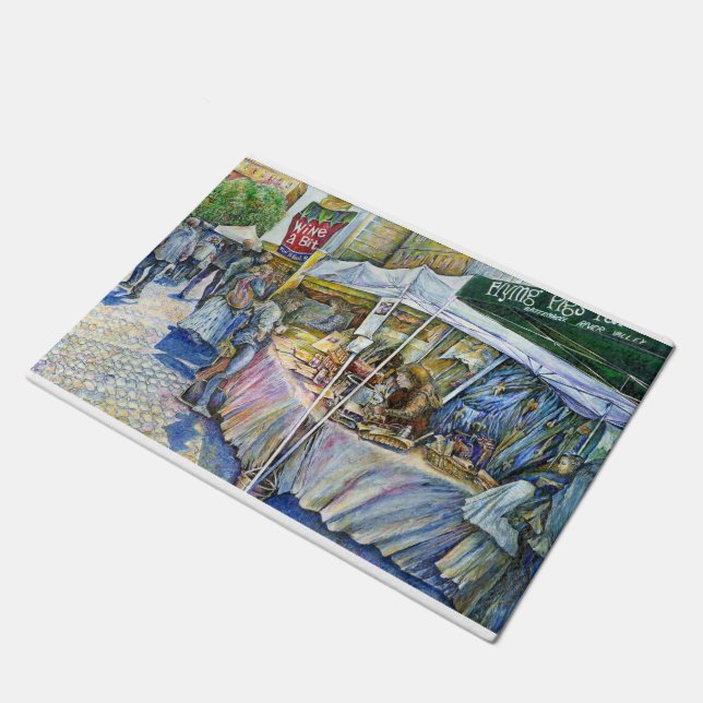 養豚場飛んでいるの角とワイン。 ドアマット (アングル)