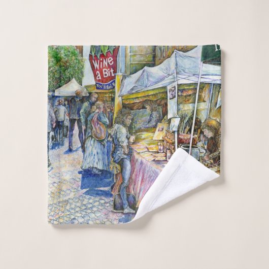 養豚場飛んでいるの角とワイン。 バスタオルセット (ウォッシュタオル)