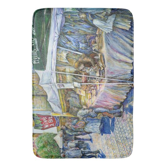 養豚場飛んでいるの角とワイン。 バスマット (正面縦)