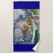 養豚場飛んでいるの角とワイン。 ビーチタオル (正面)