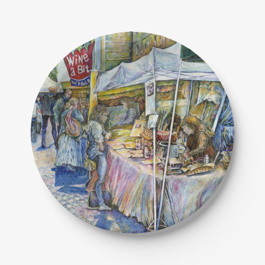 養豚場飛んでいるの角とワイン。 ペーパープレート (正面)