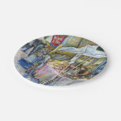 養豚場飛んでいるの角とワイン。 ペーパープレート (アングル)