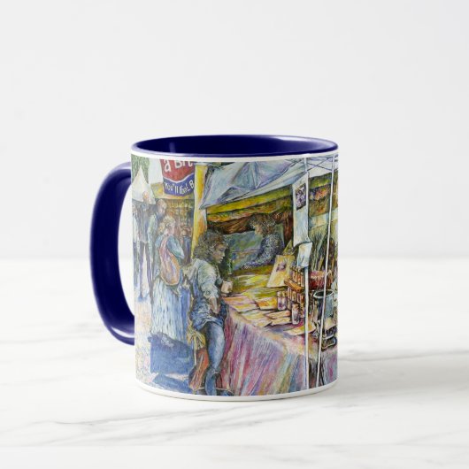 養豚場飛んでいるの角とワイン。 マグカップ (正面左)