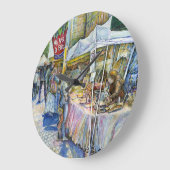 養豚場飛んでいるの角とワイン。 ラージ壁時計 (傾斜)