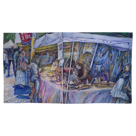 養豚場飛んでいるの角とワイン。 枕カバー (正面左)