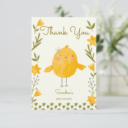 養鶏動物の赤お洒落ちゃんシャワー サンキューカード (スタンド正面)