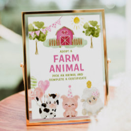 養鶏動物納屋周囲の庭ガール誕生日 ポスター