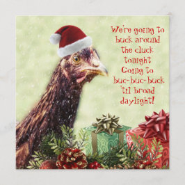 養鶏場のサンタの鶏のクリスマス・パーティ 招待状