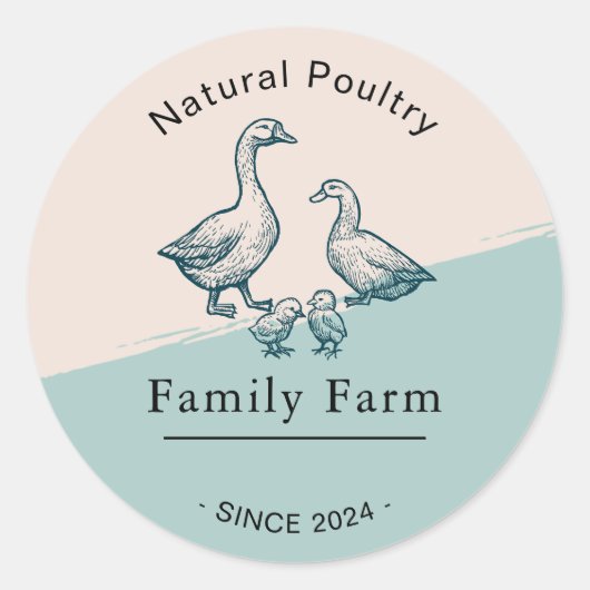 養鶏場のヴィンテージ手描きロゴ ラウンドシール (正面)