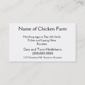 養鶏場の放し飼いの層か家禽の鳥 名刺 (裏面)