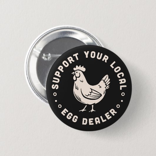 養鶏場の農家買食べを支える 缶バッジ (正面&裏面)