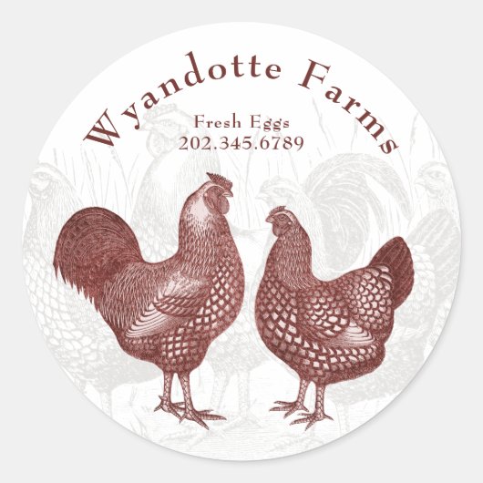 養鶏場ワインドットチキンフレッシュエッグ ラウンドシール (正面)